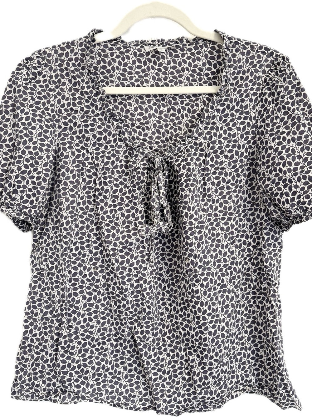 GAP Navy and White Tie-Neck Printed Blouse